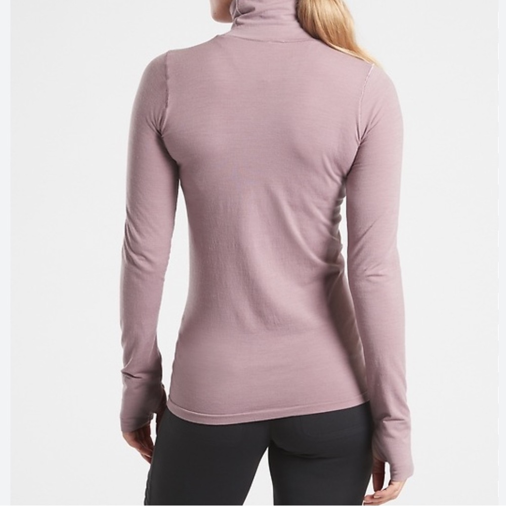 NWT Athleta Ascent Seamless Top Stretch Soft Merino Wool in Flora Mauve(pink) XS